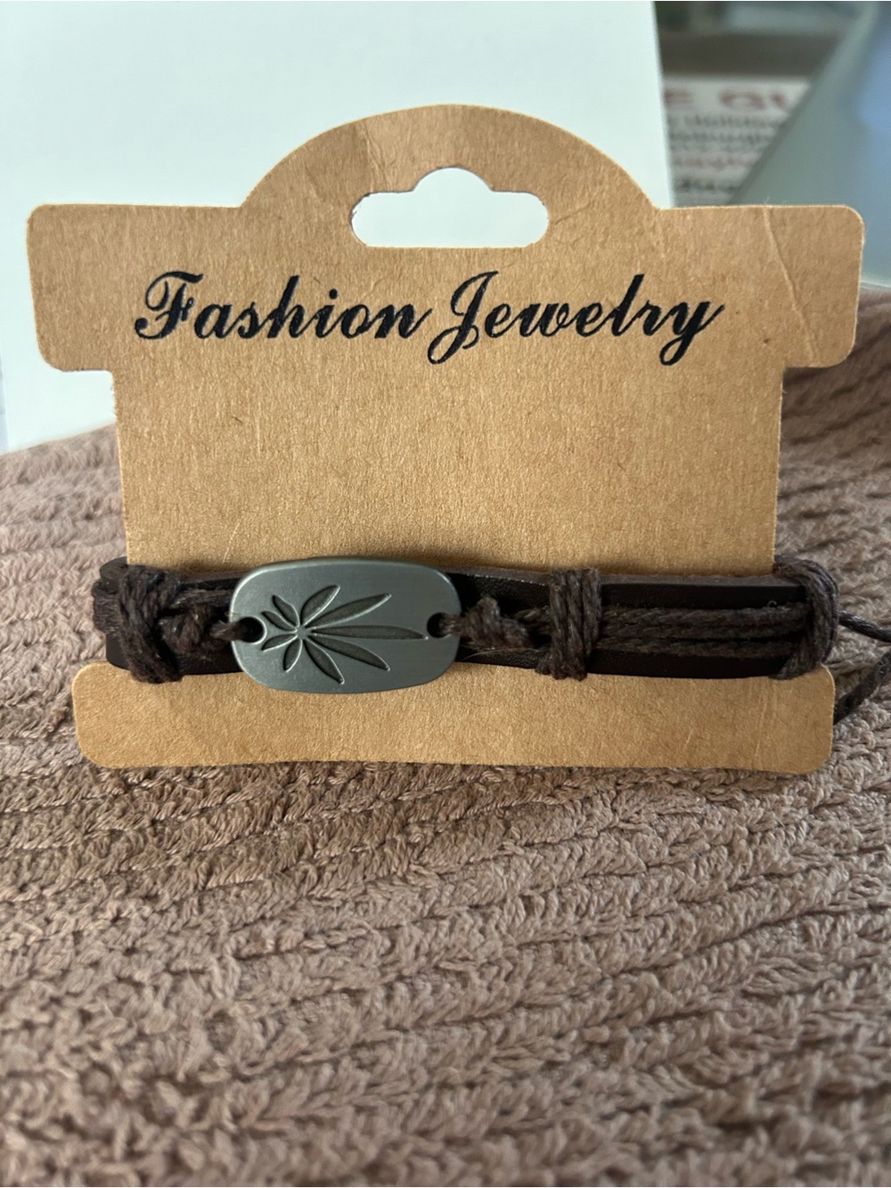 Cannabis Brown leather bracelet 4/20 - NEW